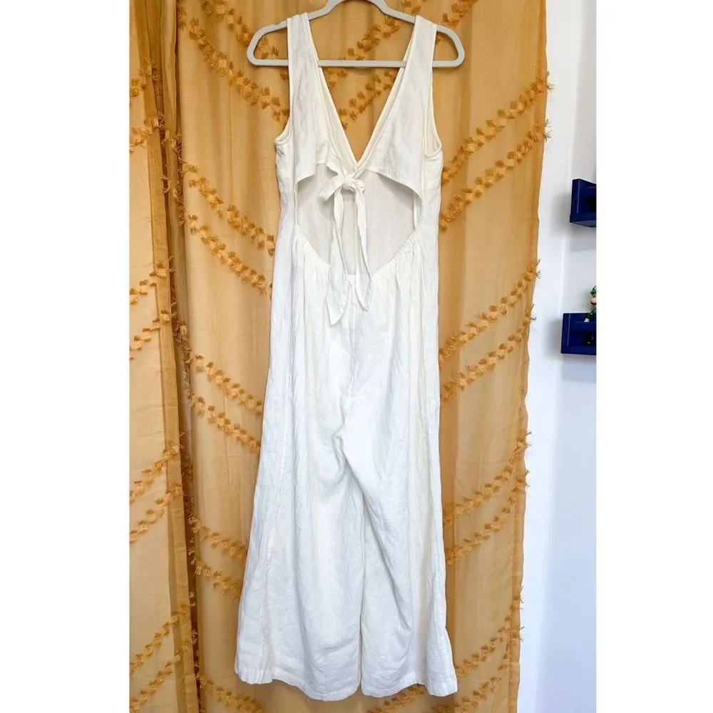 NWT Madewell Size Large NF563 Lightestspun Tie Back Cover Up Jumpsuit Lighthouse